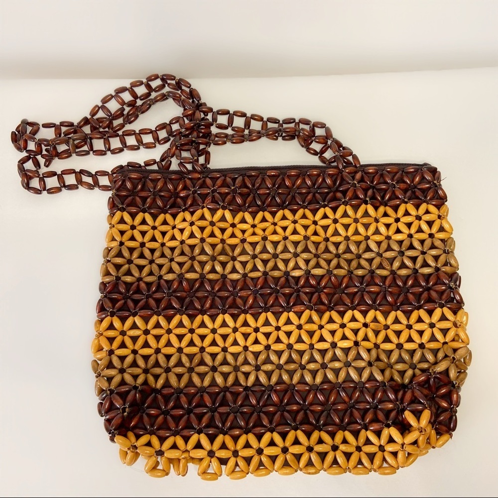 Vintage wooden bead purse